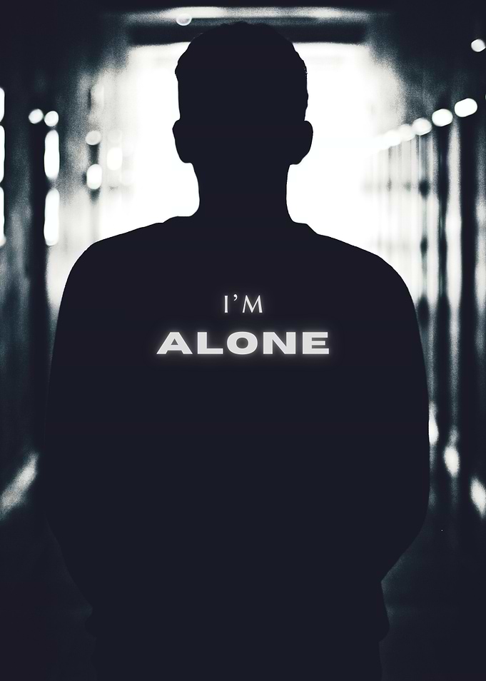 Man with I'm Alone on Shirt