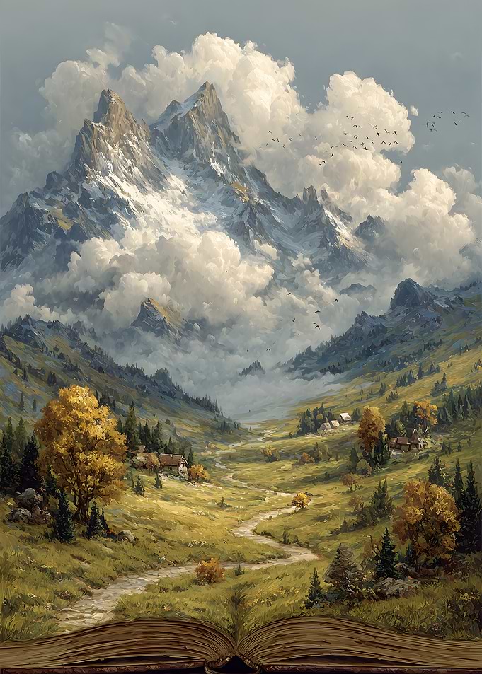 Fantasy Landscape Emerging from a Book