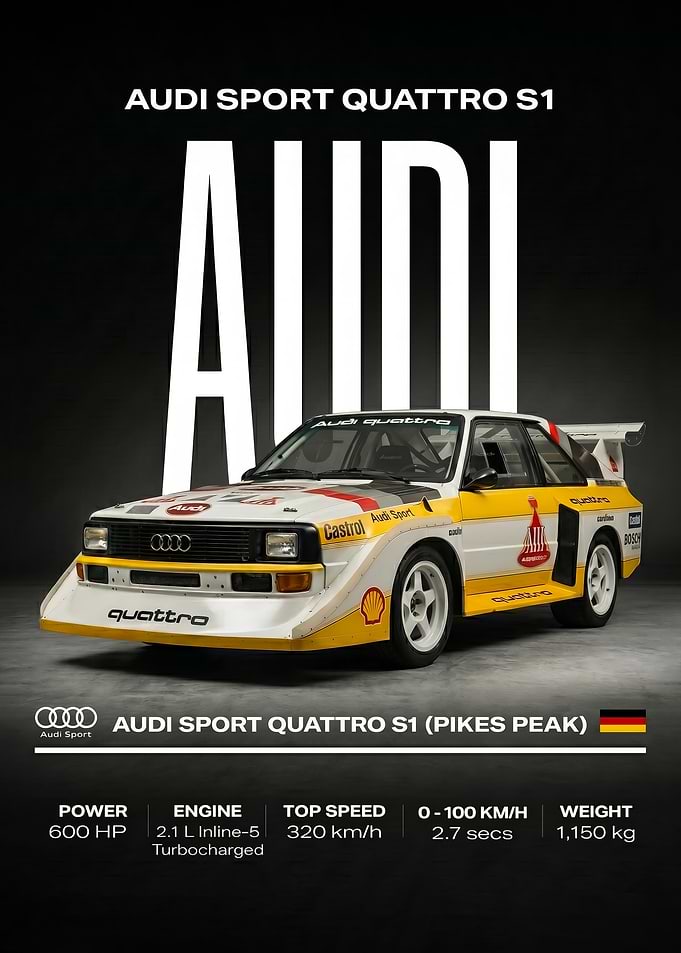 rally Audi Sport Quattro S1 Pikes Peak Poster