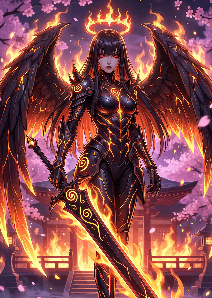Fiery Angel Warrior with Sword
