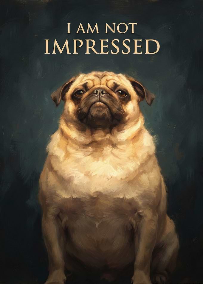 Pug 'I Am Not Impressed' Painting
