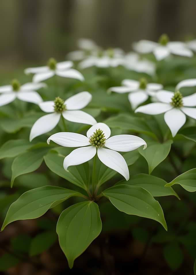 White flowers and green leaves