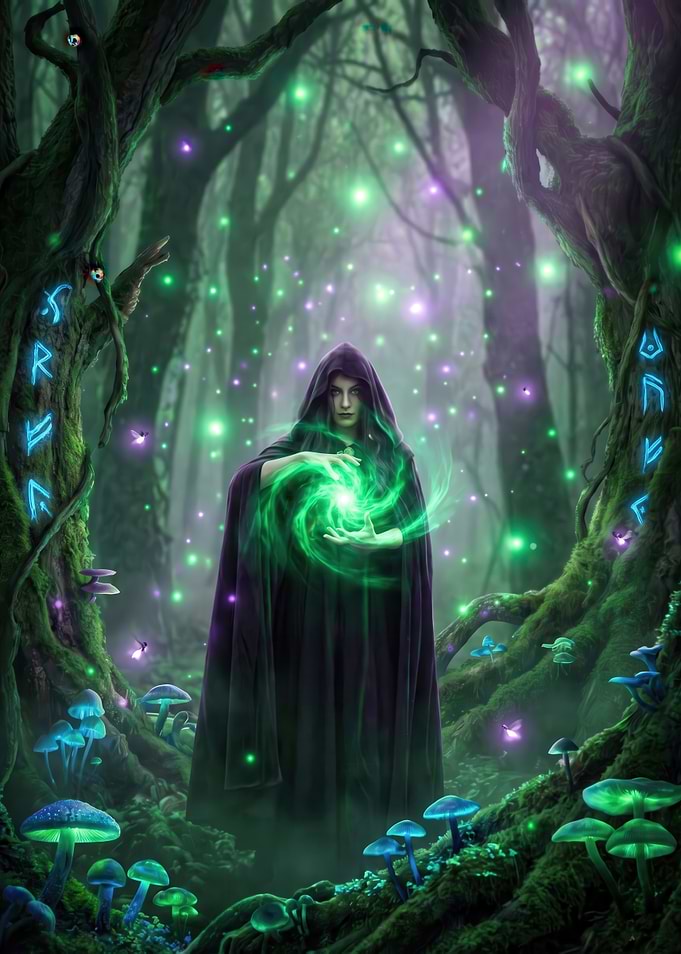 Mysterious Witch in Enchanted Forest