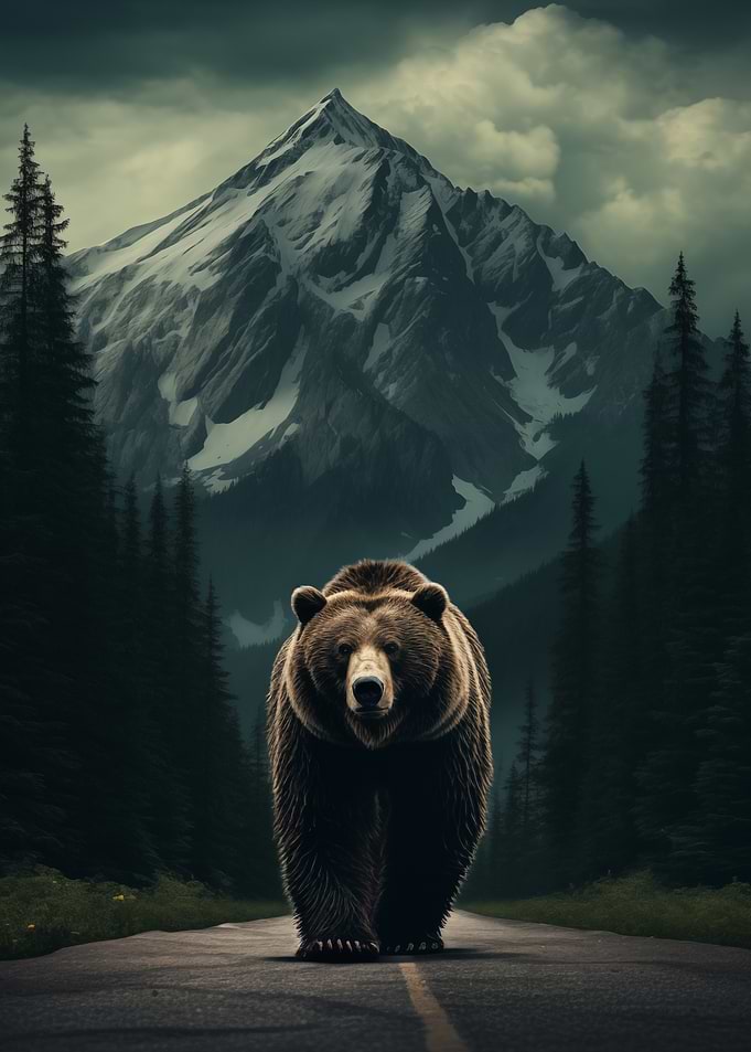 Bear on a Mountain Road