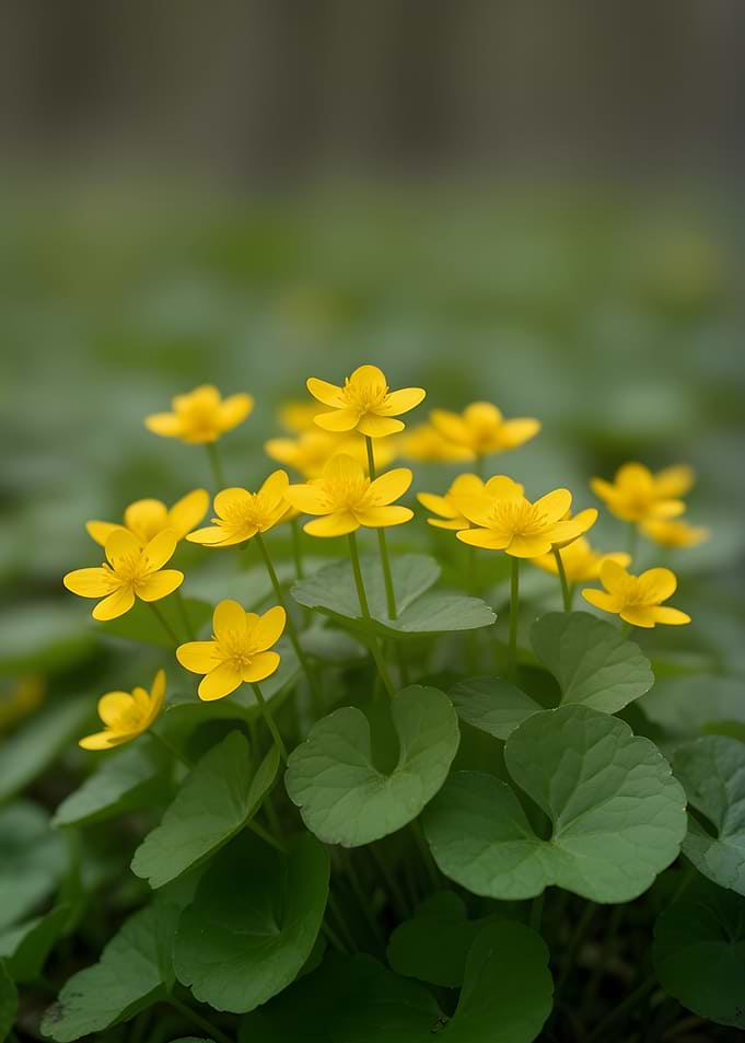 Yellow Marsh Marigolds in Bloom