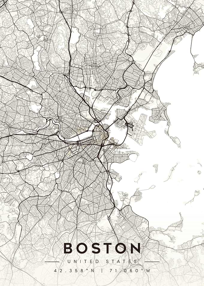 Boston City Map Minimalist
