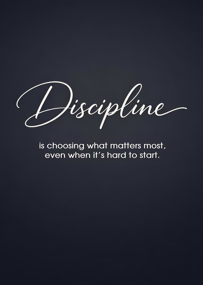 Discipline quote on dark background