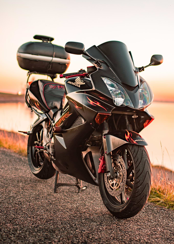 Black Honda VFR800 at Sunset