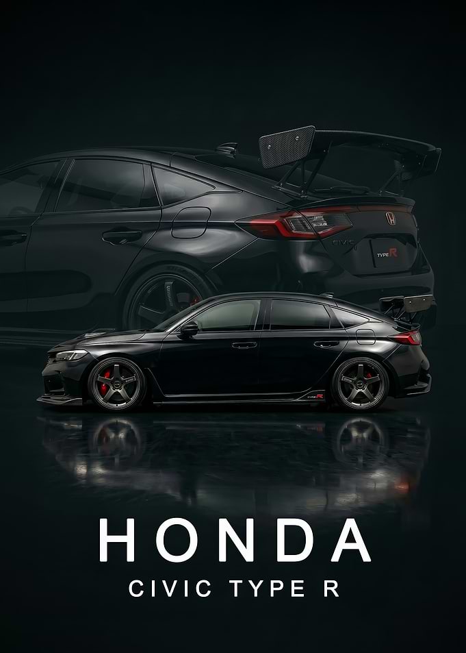 black Honda Civic Type R art Poster