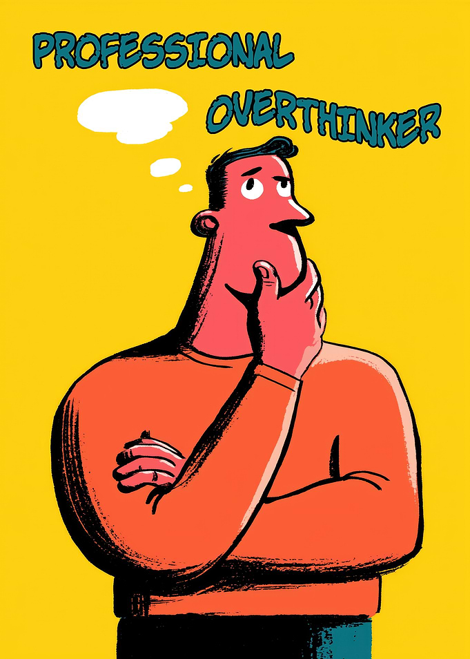 Professional Overthinker Cartoon Art