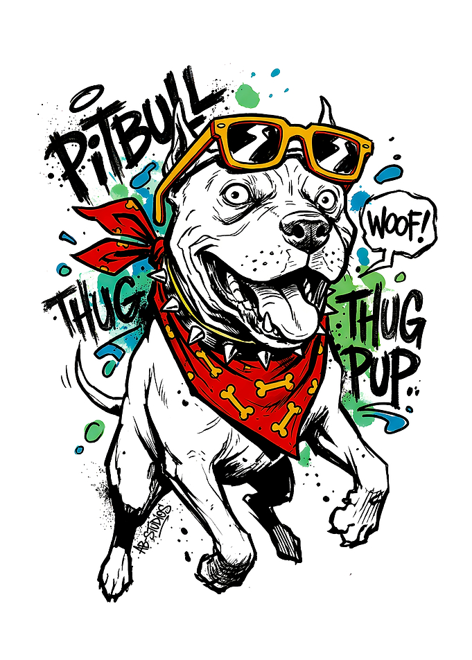 Cool Pitbull Dog with Sunglasses and Bandana