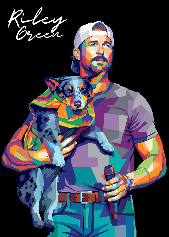 Riley Green with Dog Pop Art