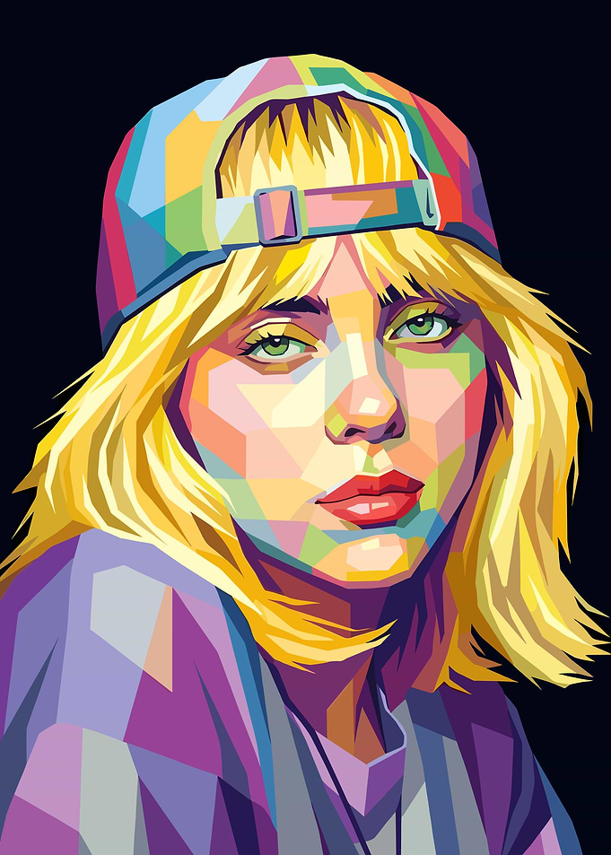 Colorful Pop Art Portrait of Billie Eilish