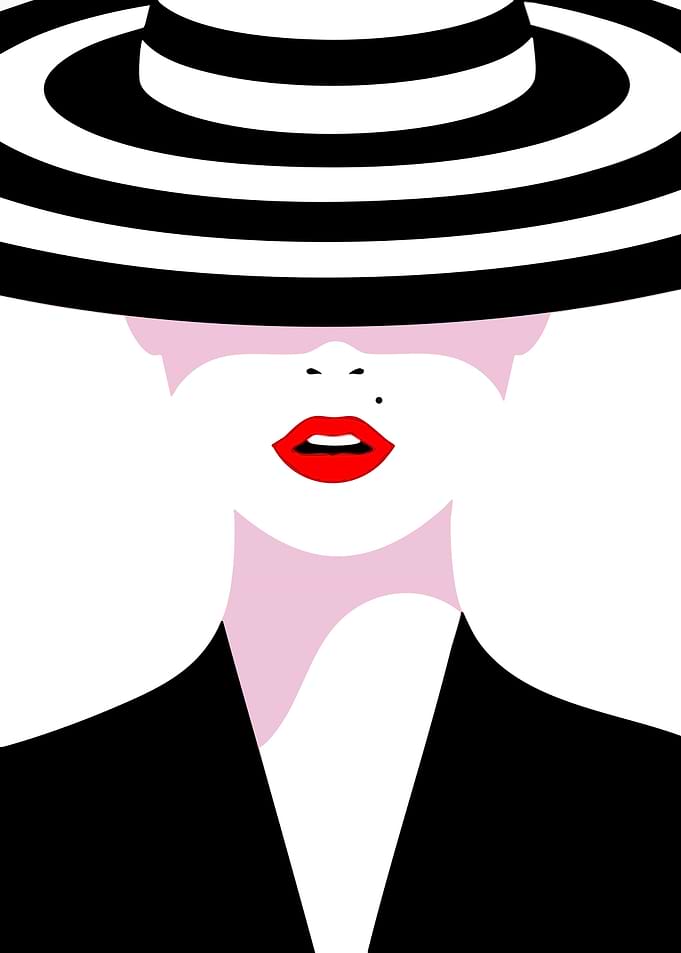 Woman in Striped Hat and Black Jacket