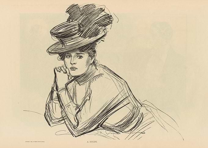 Sketch of a woman in a hat