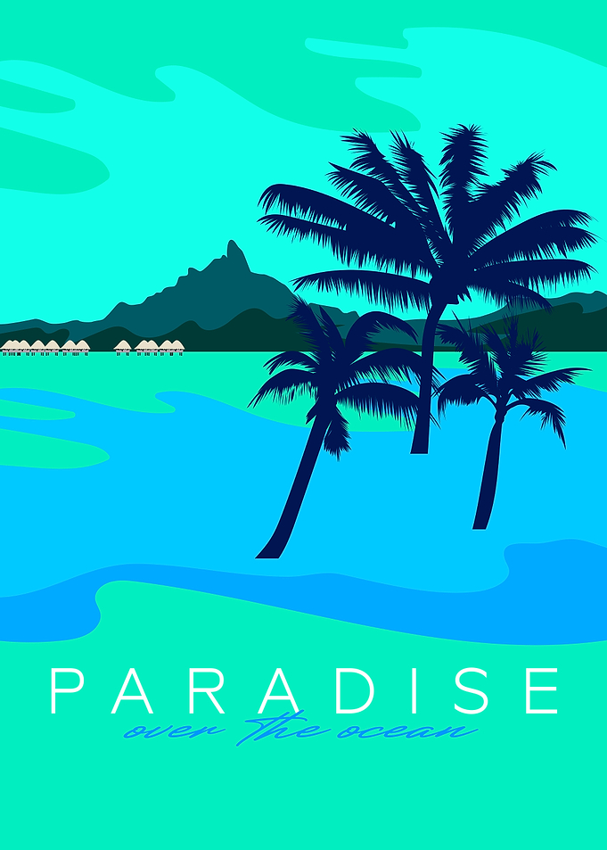 Tropical Paradise Over the Ocean