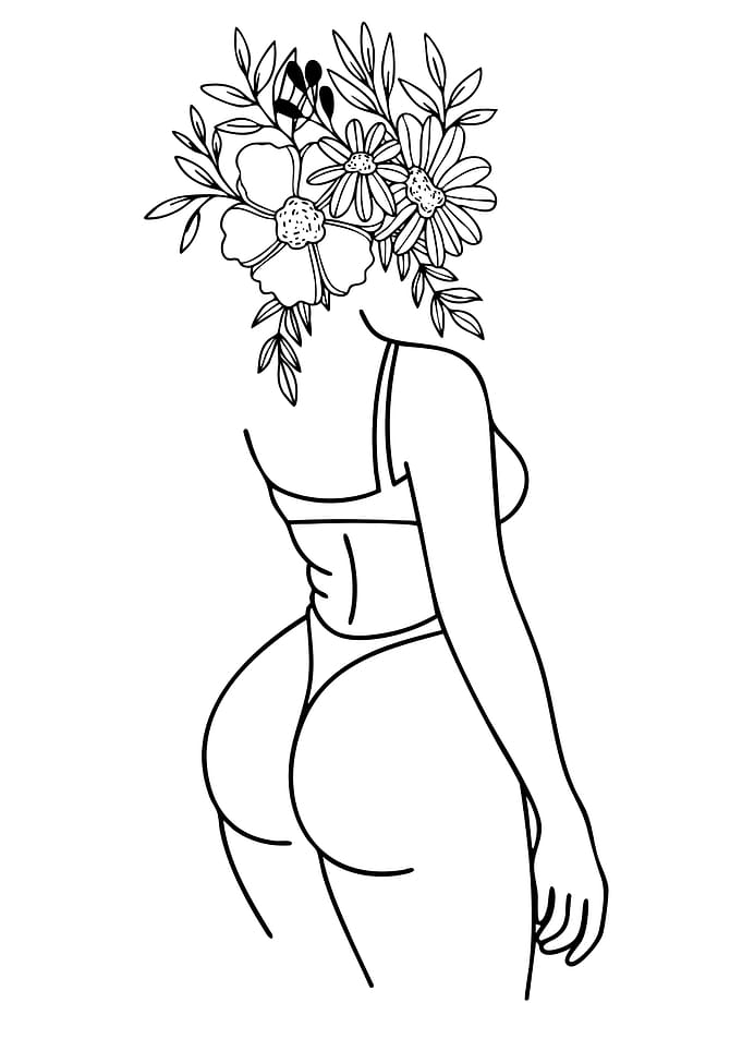 Woman with Flowers for Head
