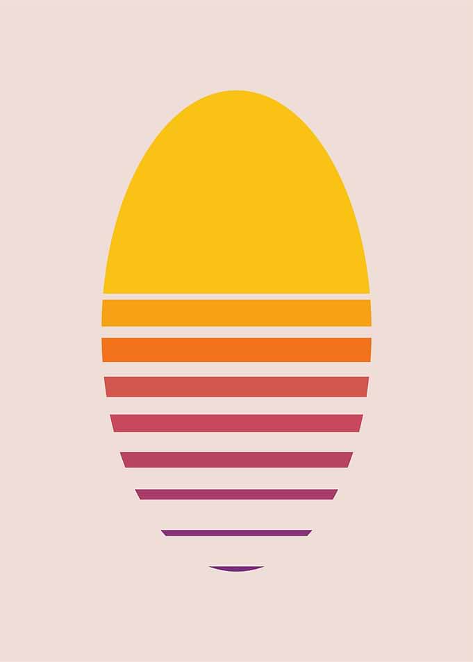 Retro Sunset Egg Graphic