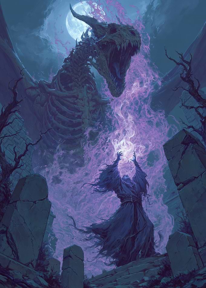 Necromancer Summons Skeletal Dragon