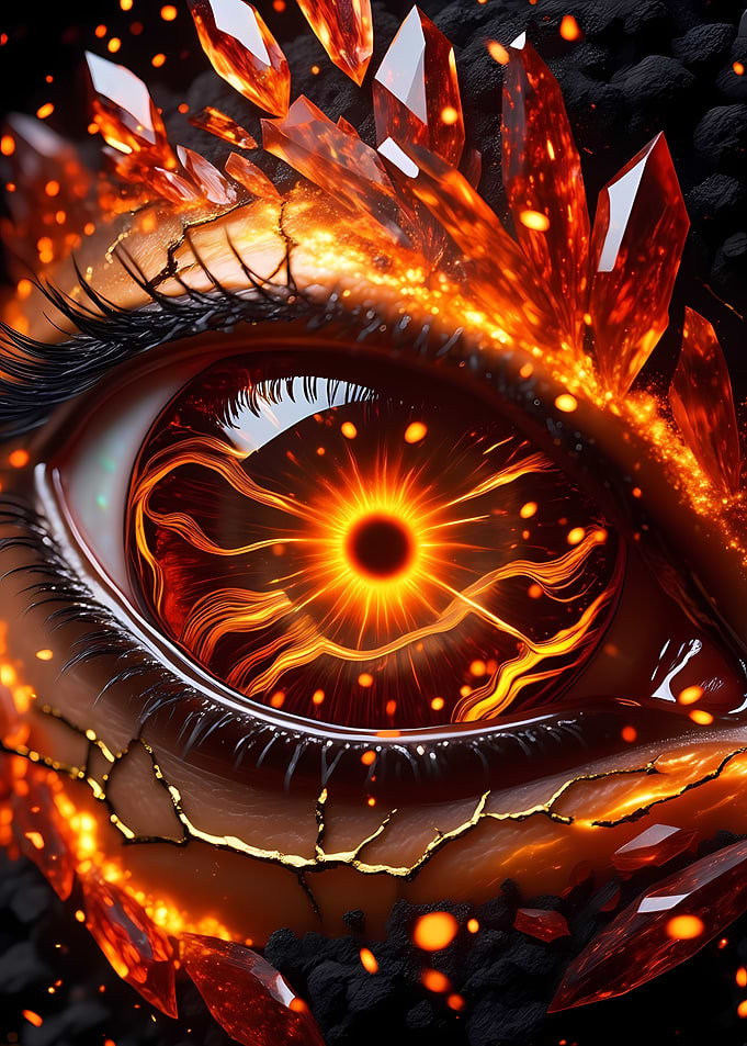 Fiery Dragon Eye with Crystals