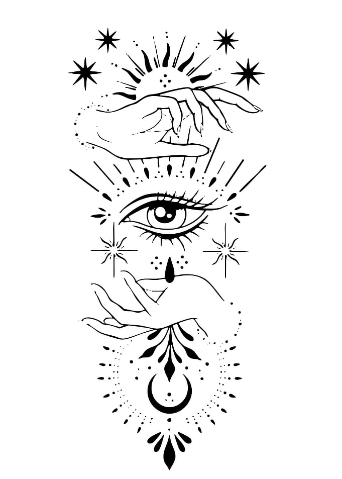 Mystical Eye and Hands Illustration
