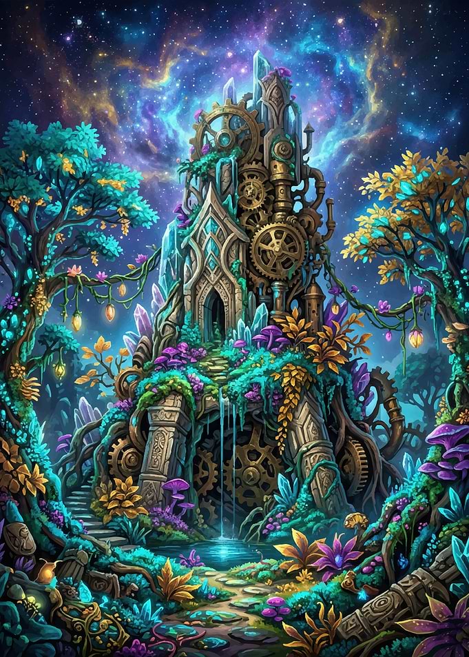 Enchanted Steampunk Crystal Forest