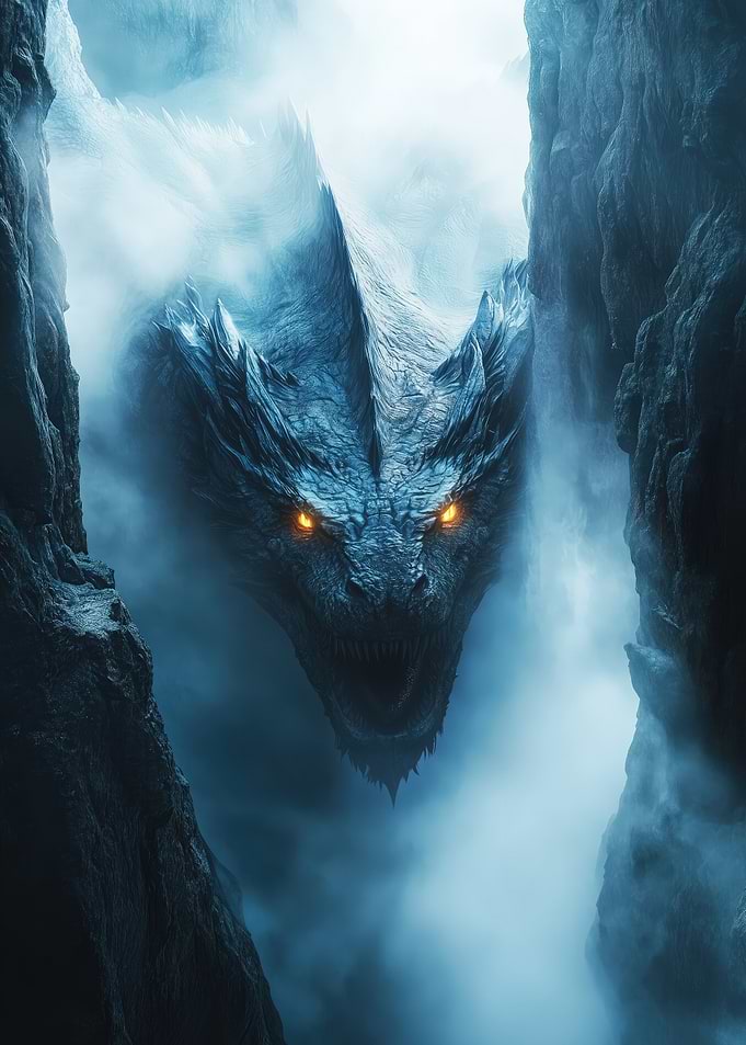 Epic mythical Dragon With glowing eyes