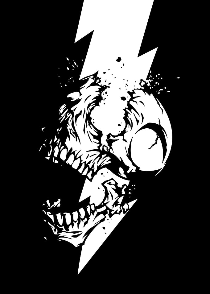Skull and Lightning Bolt