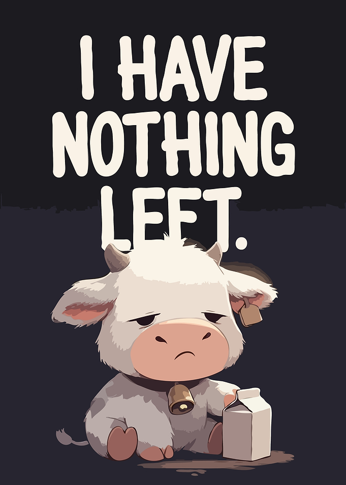 Sad Cow with Milk Carton