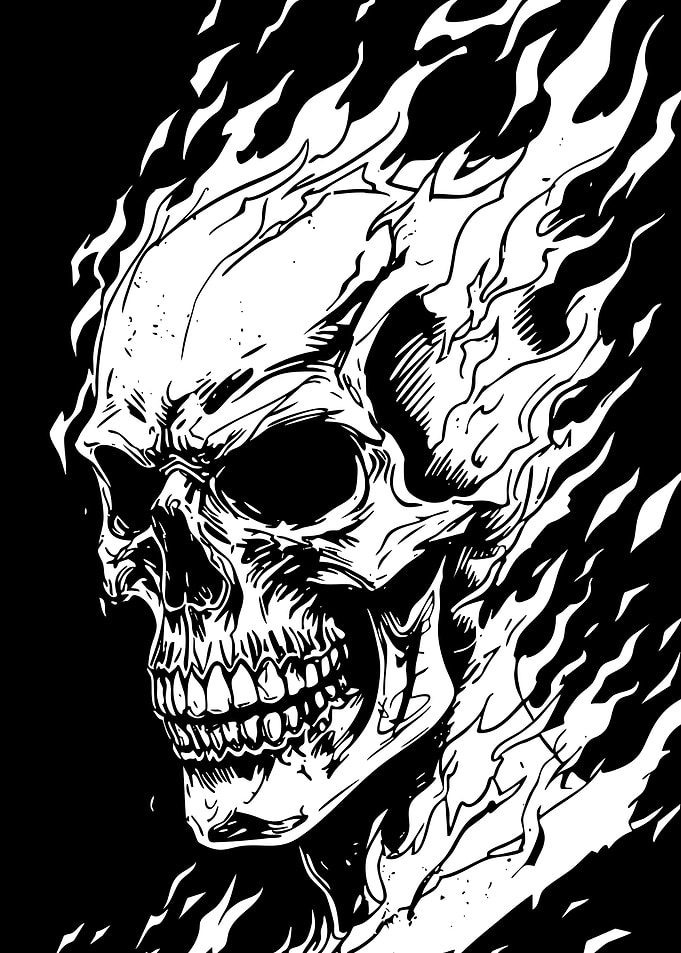 Fiery Skull Illustration