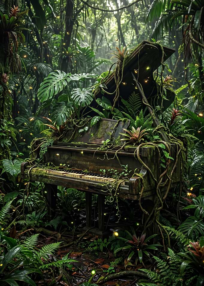 Overgrown Grand Piano in Jungle