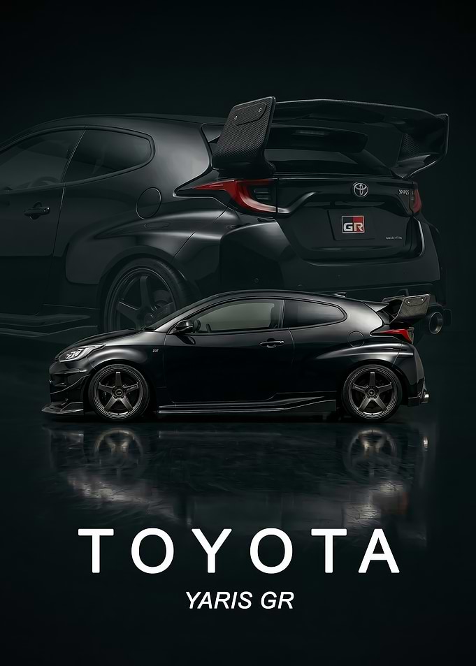 black Toyota Yaris GR art poster