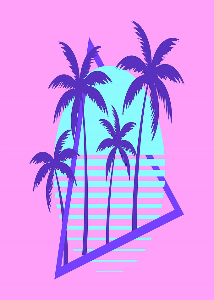 Retro Palm Trees Sunset
