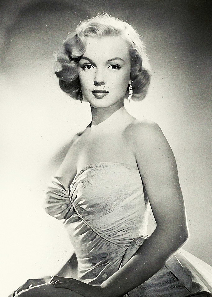 Marilyn Monroe in a Strapless Gown