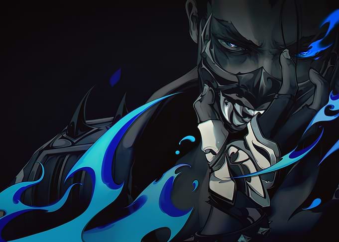 Dark Character with Blue Flames