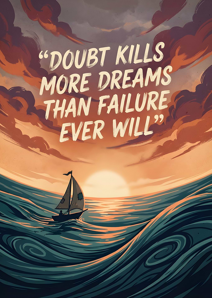 Sailboat on a stormy sea at sunset