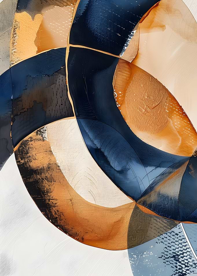 Abstract Gold and Blue Swirls