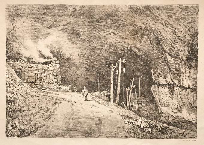 Peak Caverns Entrance with Figures and Machinery