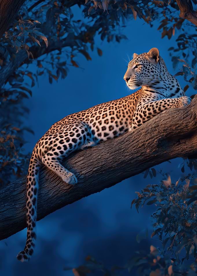 Leopard Resting on a Tree Branch