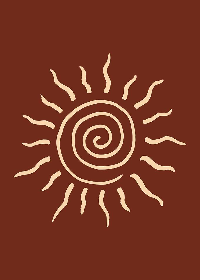 Spiral Sun Art – Minimal Terracotta Abstract Sun Symbol
