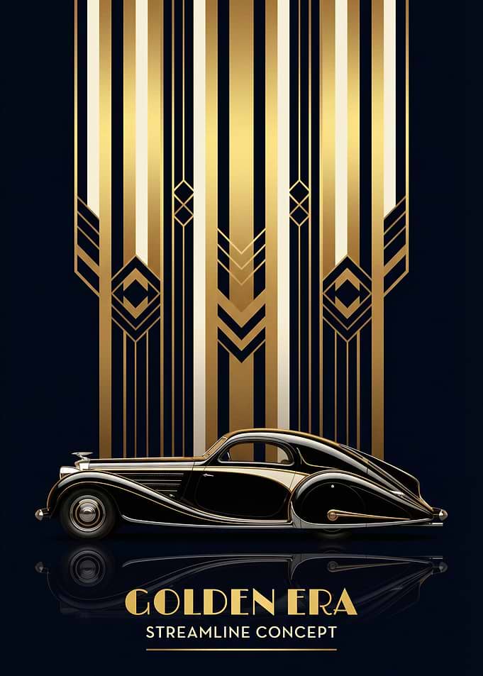 Art Deco Black and Gold Car