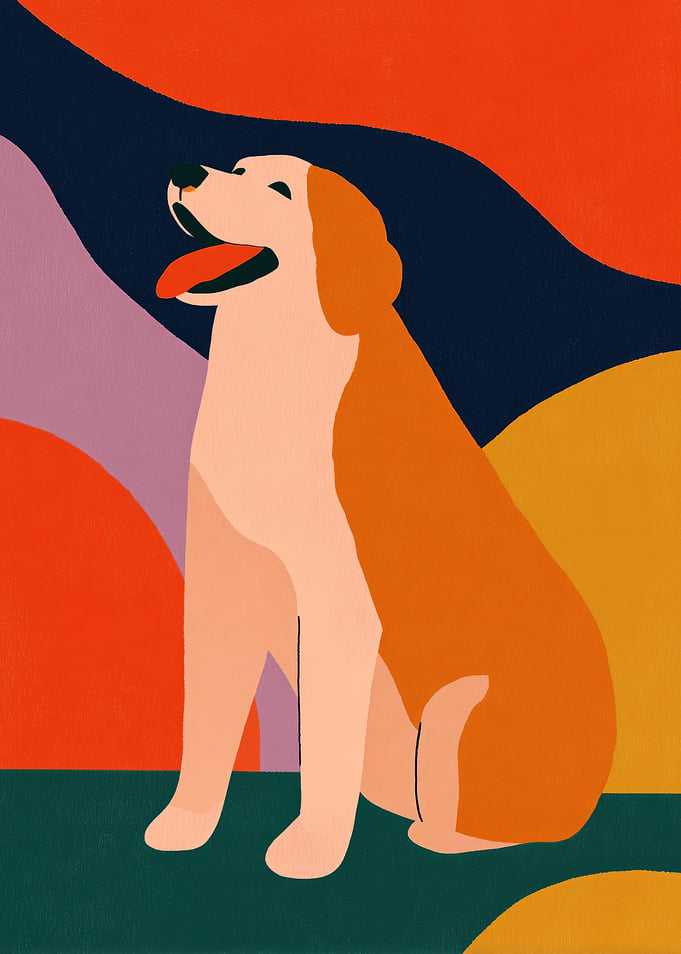 Happy Dog in Abstract Background