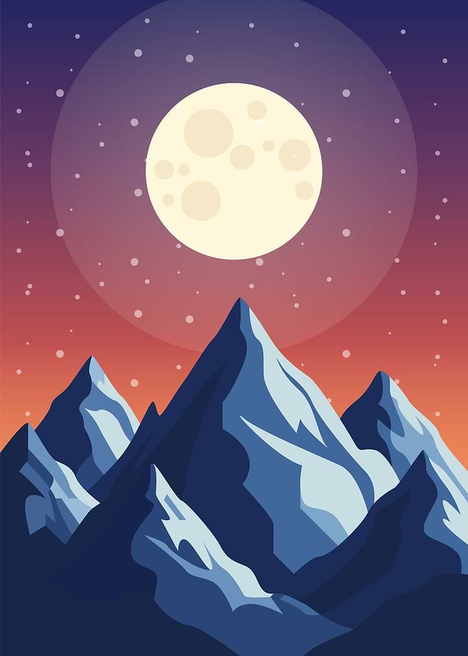 Moonlit Mountain Landscape