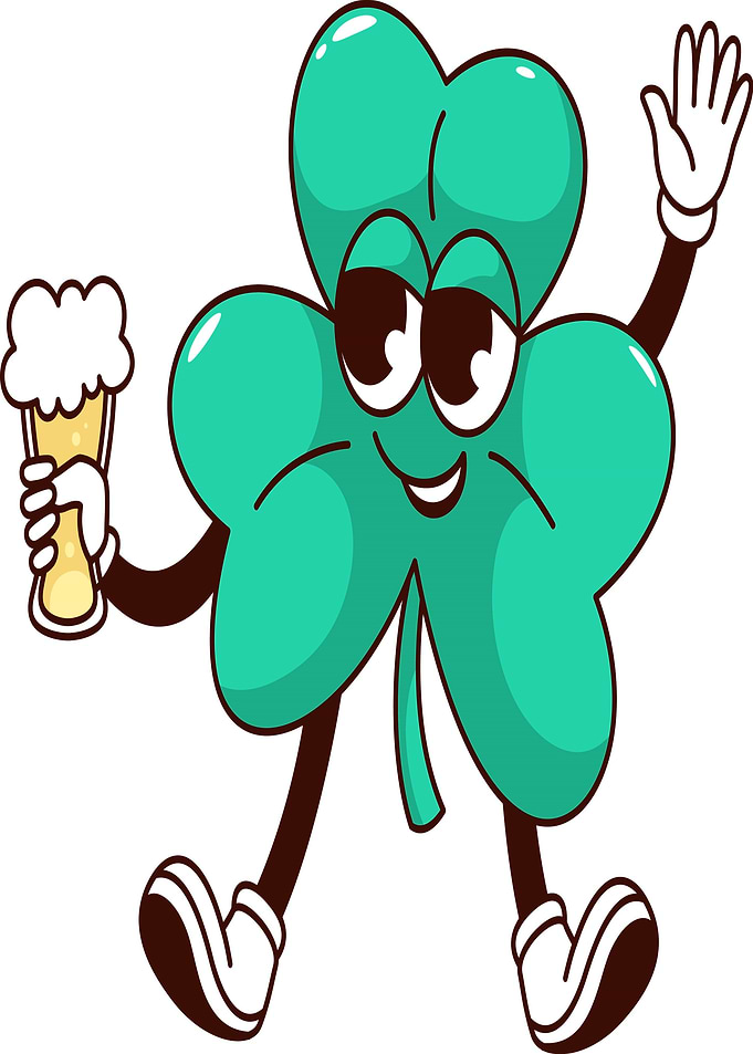 Cartoon Clover Holding Beer