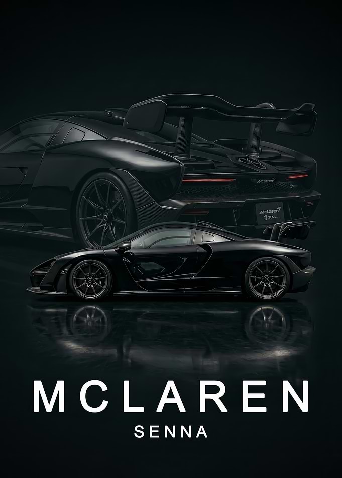 black McLaren Senna art poster