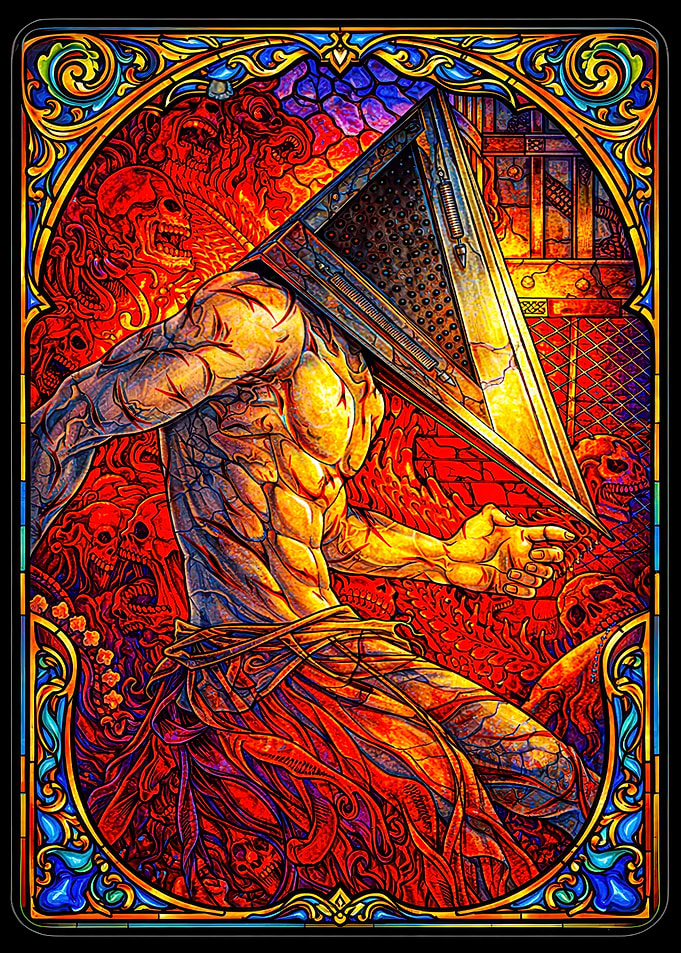 Pyramid Head Stained Glass Art