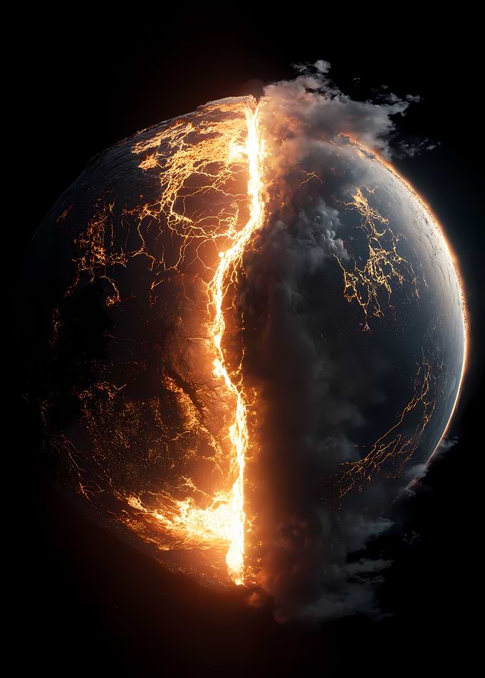 Cracked Planet with Lava