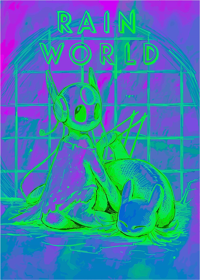 Rain World characters with text