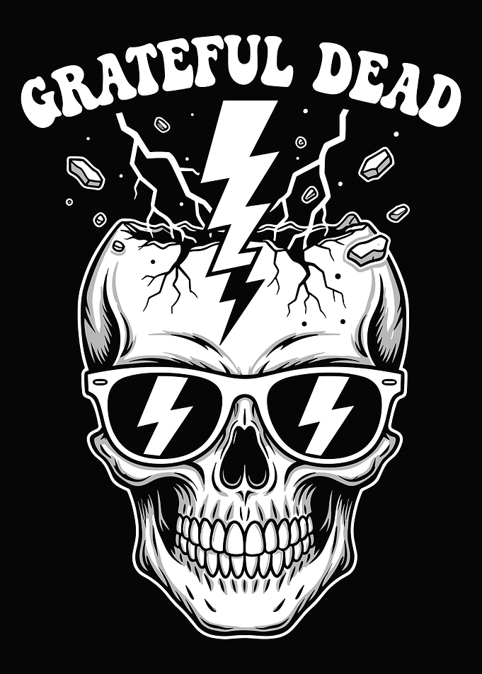 Grateful Dead Skull with Lightning
