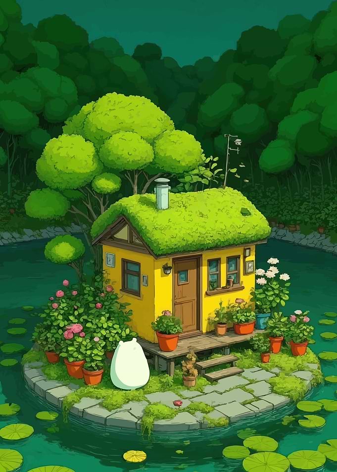 Cozy Yellow House on a Water Island